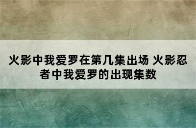 火影中我爱罗在第几集出场 火影忍者中我爱罗的出现集数